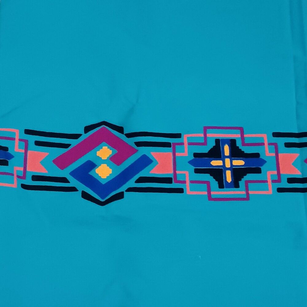 Vintage Cranston Southwest Aztec Print Fabric-Wrangler Brushpopper-90s-3.14 Yds